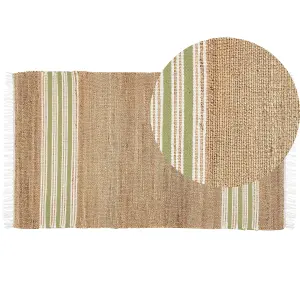 Jute Area Rug 80 x 150 cm Beige and Green MIRZA