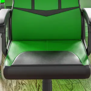 Latitude Run Muskoka Adjustable Ergonomic Faux Leather Swiveling PC & Racing Game Chair Green