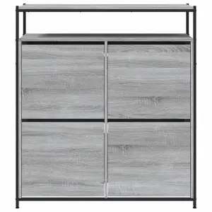 Berkfield Shoe Cabinet with 4 Flip-Drawers Grey Sonoma 100x34x112 cm