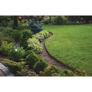 Brown Lawn Edging Border - 10 m / 33 ft Long Flexible Plastic Garden Edging & 20 Securing Pegs - Easy to Cut and Shape (38mm High)