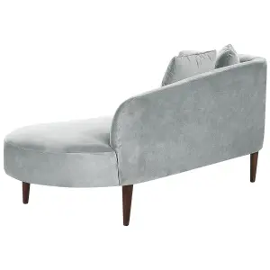 Left Hand Velvet Chaise Lounge Light Grey CHAUMONT