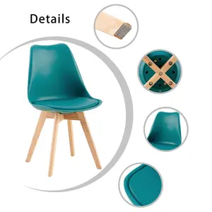 Nero Upholstered Dining Chair (Set of 2) Turquoise / Oak