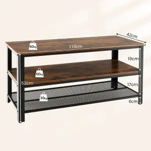 Costway Industrial TV Stand for TVs up to 50 Inch 3-Tier Entertainment Center Console Coffee Table