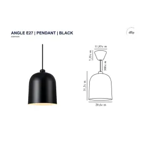 Nordlux Angle Dome Pendant Ceiling Light Black E27