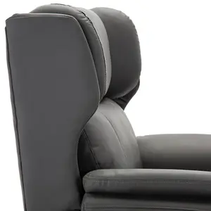 Electric Powered Recliner Chair With Wingback Design And USB Charger Port In Slate Bonded Leather