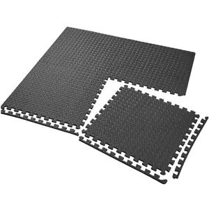 Gym Mats - 24 interlocking sections with 48 edge pieces, 61 x 61 cm each - black