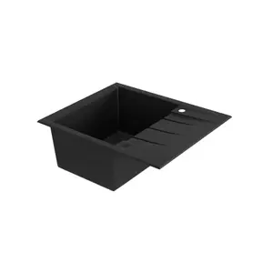 GoodHome Keluak Black Resin 1 Bowl Sink & drainer 500mm x 620mm