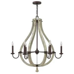 Elstead Middlefield 6 Light Chandelier Iron Rust Finish, E14