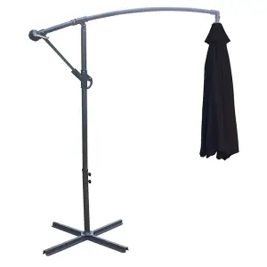 SunDaze 3M Black Cantilever Garden Banana Parasol with Adjustable Crank Patio Shade