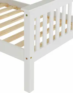 Monaco Single Solid Pine High Foot End Bed Frame in White