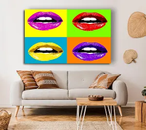 Vibrant Pop Art Lips Canvas Print Wall Art - Medium 20 x 32 Inches