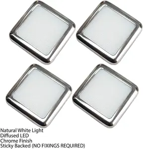 Square LED Plinth Light Kit 4 NATURAL WHITE Spotlights Kitchen Bathroom Panel