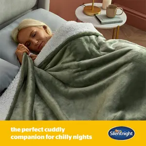 Silentnight Snugsie Giant Throw- Cosy Sherpa Lined - Non Heated Blanket Green / 180cm W x 240cm L