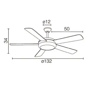 Luminosa Randy 5 Blade Ceiling Fan with Light 132cm Nickel