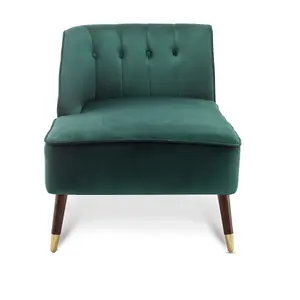 Left Hand Chaise Lounge in Velvet Emerald Green