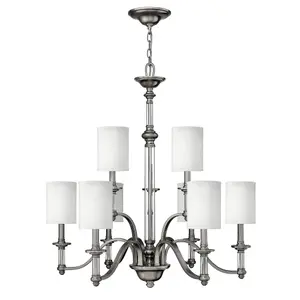 Elstead Sussex 9 Light Multi Arm Chandelier Brushed Nickel Finish, E14