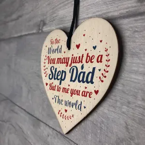 Red Ocean Step Dad Daddy Gifts Christmas Birthday Handmade Wooden Heart Plaque Sign Gift Keepsake