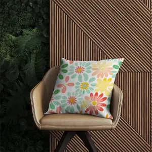 Green and Yellow Flowers Outdoor Cushion 60cm x 60cm