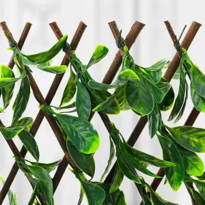 Expandable Faux Laurel Leaf Screening Privacy Fence Artificial Hedge on Trellis 2m x 1m