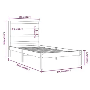 Berkfield Bed Frame Black Solid Wood Pine 100x200 cm