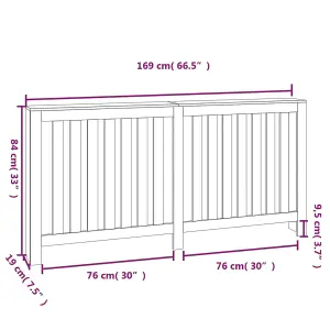 Radiator Cover Grey 169x19x84 cm Solid Wood Pine