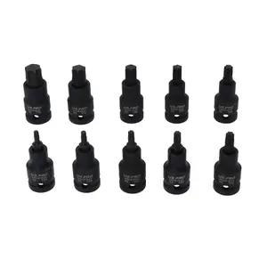 10pc 1/2" Drive Torx Star Impact Impacted Shallow Short Male Sockets T20 - T70