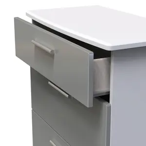 Harrow 3 Drawer Deep Chest in Grey Gloss (Ready Assembled)