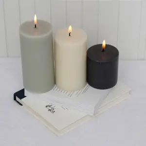 Pillar Candle Set of 3 Black & White Two Tone Candles by Laeto Ageless Aromatherapy - FREE DELIVERY INCLUDED