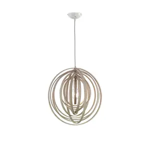 Luminosa Boolan Authentic Spherical Pendant Ceiling Light Wood coloured - UK Stock