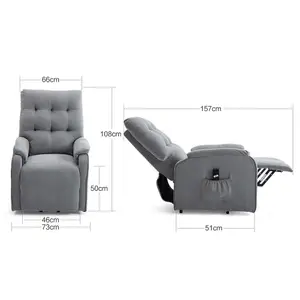 Charlbury Fabric Rise Recliner Armchair Electric Lift Chair (Grey)