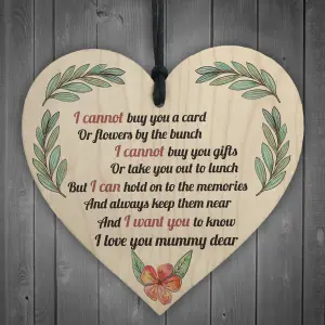 Red Ocean Mum Memorial Poem Wooden Hanging Heart Sign Mothers Day Gifts Rememberance Plaque Grave Sign