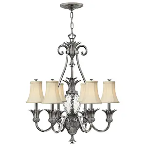 7 Bulb Chandelier Ceiling Light Polished Antique Nickel LED E14 60W