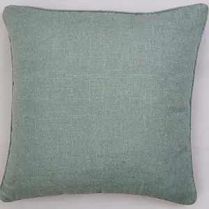 2 x Sage Cushions with Inserts - Large Square Jewel Toned Textured Zipped Covers with Hollowfibre Pads - Each 46 x 46cm