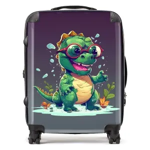 Happy Dino In A Puddle Suitcase - Large