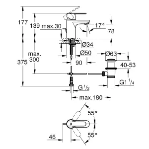 Grohe Get Chrome effect Basin Mono mixer Tap