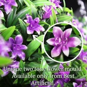 Best Artificial 38cm Purple Lily Hanging Basket Flower Topiary Ball - Suitable for Outdoor Use - Weather & Fade Resistant