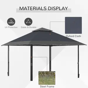 Outsunny 4 x 4m Outdoor Pop-Up Canopy Tent Gazebo Adjustable Legs Bag Grey