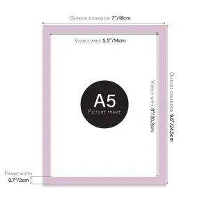 A5 Lilac Picture Frame Fits A5 (14.8 x 21cm - 5.8 x 8.3in) Poster, Photo, Artwork, or Print.