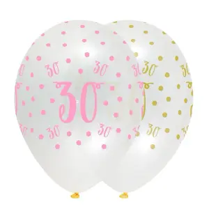 Creative Party Latex 30th Birthday Balloons (Pack of 6) Clear/Pink (One Size)