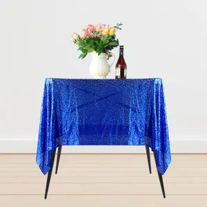 Neel Blue 70" x 70" Square Sequin Tablecloth, Royal Blue