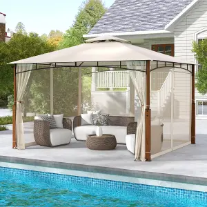 Costway 360 x 300cm Outdoor Gazebo w/ Netting Patio Metal Frame Sunshade Shelter