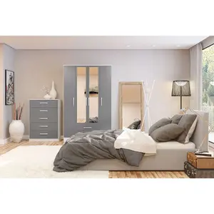 Birlea Lynx 3 Door 2 Drawer Wardrobe With Mirror Grey