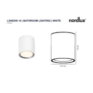 Nordlux Landon 14 Indoor Bathroom Light Surface Downlight In White (Height) 14cm