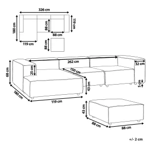 Corner Sofa with Ottoman APRICA Beige Right Hand