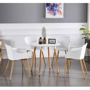 Single Eden Dining Chairs with Leather Cushions Dining Armchair White