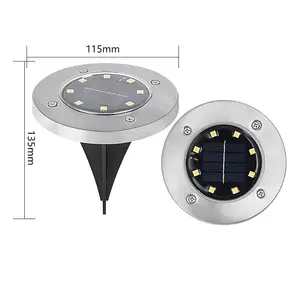 Colorful Light Pack of 2 Waterproof 8LED Solar Ground Light for Garden