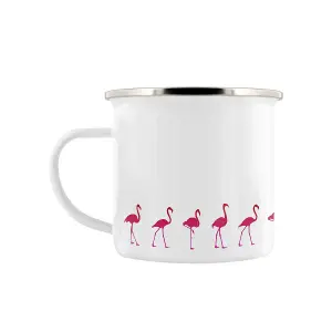 Grindstore Flamingo Promenade Enamel Mug White (One Size)