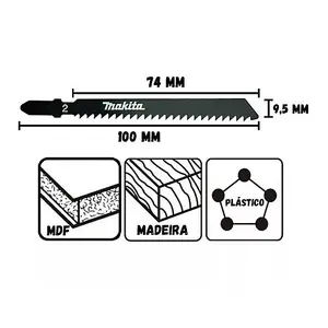 Makita D-34877 5 Piece Jig Saw Blades - Fast & Straight Cuts For Soft Wood & PVC