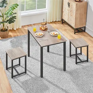 Yaheetech 3-Piece Rectangular Dining Set for Multipe Use Grey