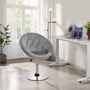 Yaheetech Grey Upholstered Height Adjustable Round Swivel Chair